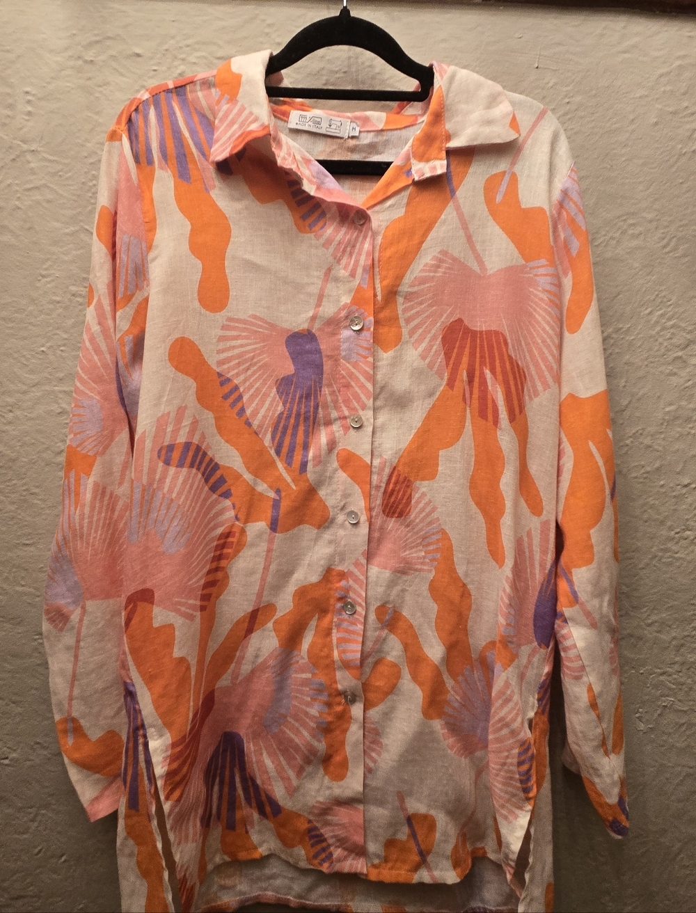 ✨ Italian-made linen blend with bold artsy summer energy.